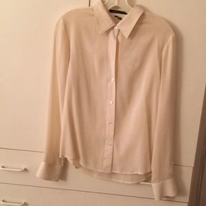 Theory cream silk blouse